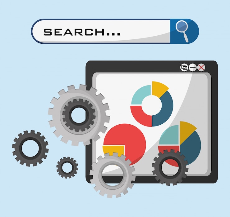Vector web page technolgy search gear graph economy