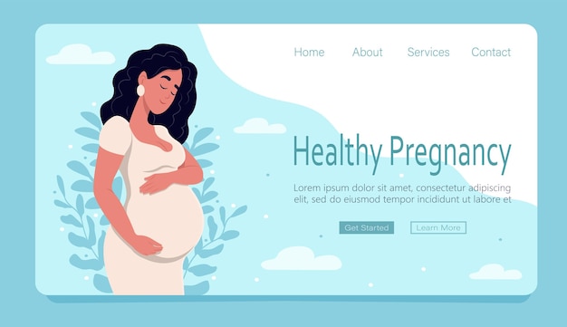 Вектор Шаблон веб-страницы концепция беременности и материнства баннер здоровой беременности