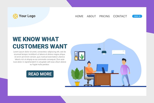 Vector a web page that says'i know what customers want '