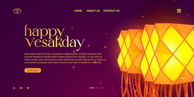 Vector a web page with a red lantern and the words happy vesak on it