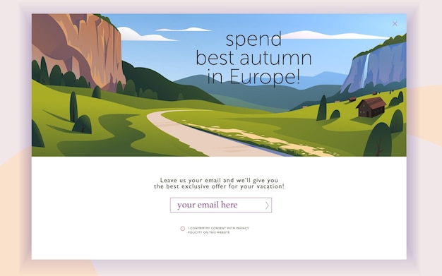 Web pager design template Landing page design Vector landscape illustration