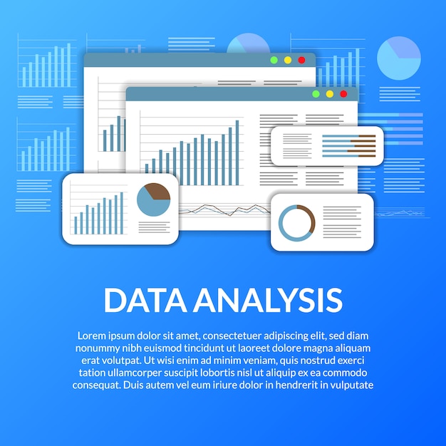 Web-pagina statistische gegevensanalyse met grafiek, grafiek, lijn, diagram.