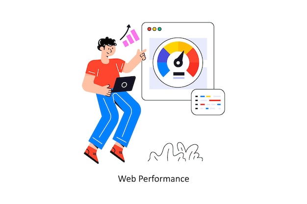 Веб-производительность в плоском стиле. Векторная иллюстрация. Складская иллюстрация.