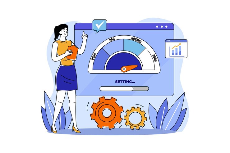 Vector web performance illustration concept on white background