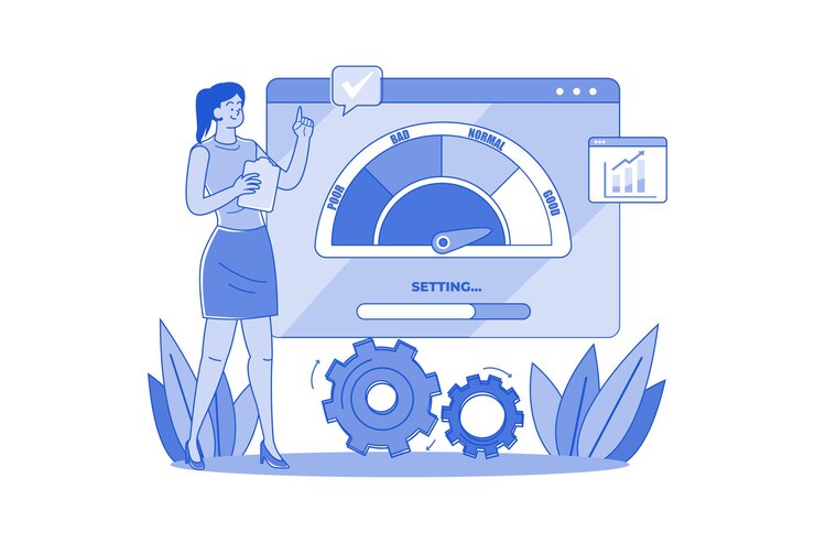 Vector web performance illustration concept on white background