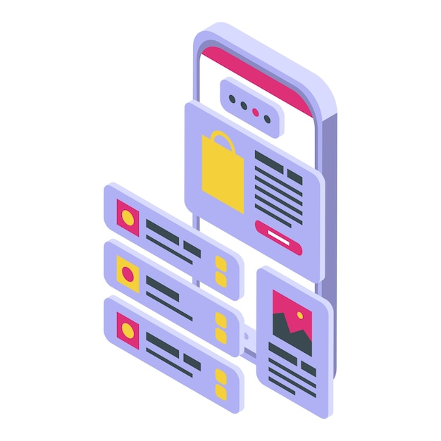 Vector web phone app icon isometric vector business online internet application