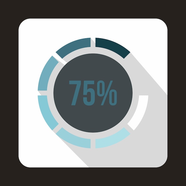 흰색 배경에 플랫 스타일의 웹 프리로더 75% 아이콘