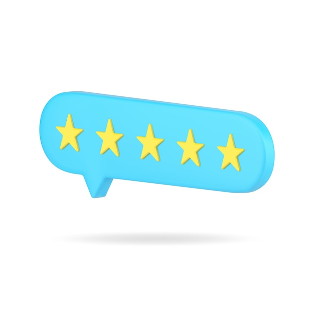 Web rating bubble with five stars 3d icon Blue vote of satisfied customers