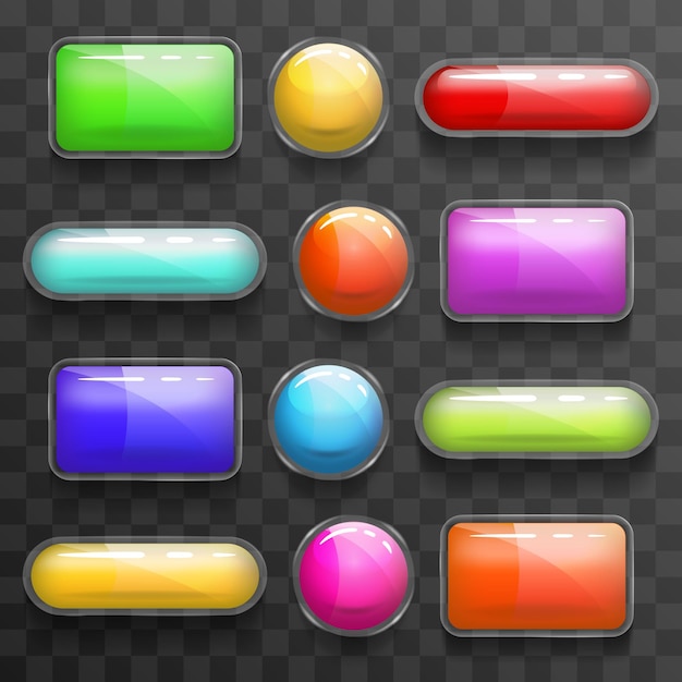 Vector web rectangle and circle buttons set