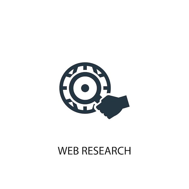 Значок веб-исследования. простая иллюстрация элемента. дизайн символов концепции веб-исследований из аналитики, исследовательской коллекции. может использоваться для веб и мобильных устройств.
