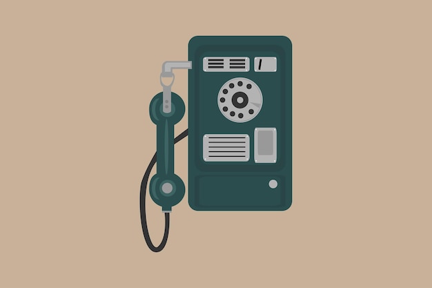 Web retro telefoon roterende groene vector