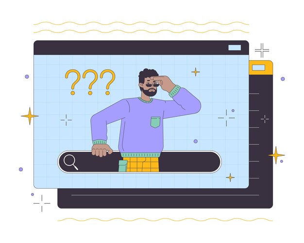 Web search issues 2D linear illustration concept