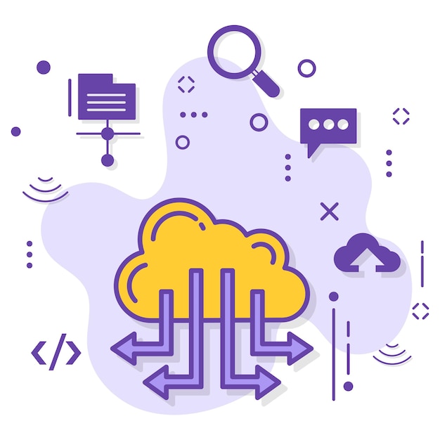 Web server nodes connection stock illustration, remote machine cdn network concept, cloud connection