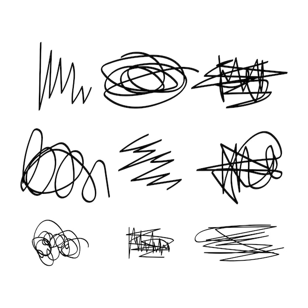 Vector web set of handwritten ink pens on a transparent background