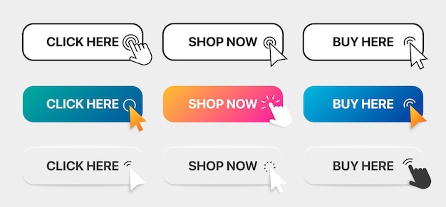 Web shopping click button Empty hand click pointer for online store application cart page