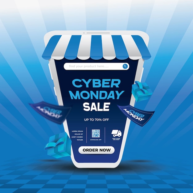 Web Shopping Wonderland Sleek Cyber Monday Template