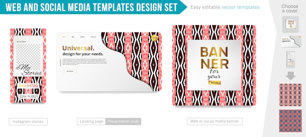 Web and social media templates design set