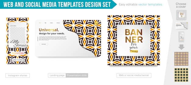 Web and social media templates design set