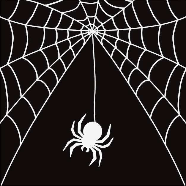 Web and spider Vector illustration for halloween on a black background