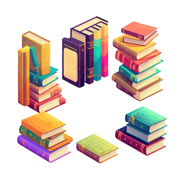 Web Stacks of books for reading pile of textbooks for education Isolated on background Cartoon flat vector illustration