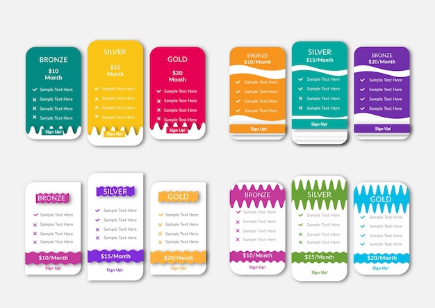 Web subscription pricing table design for business.website vector infographics template