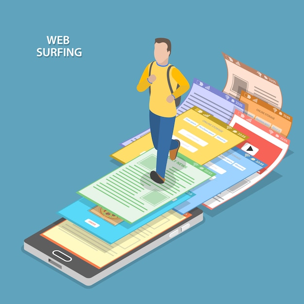 Web surfing isometric flat