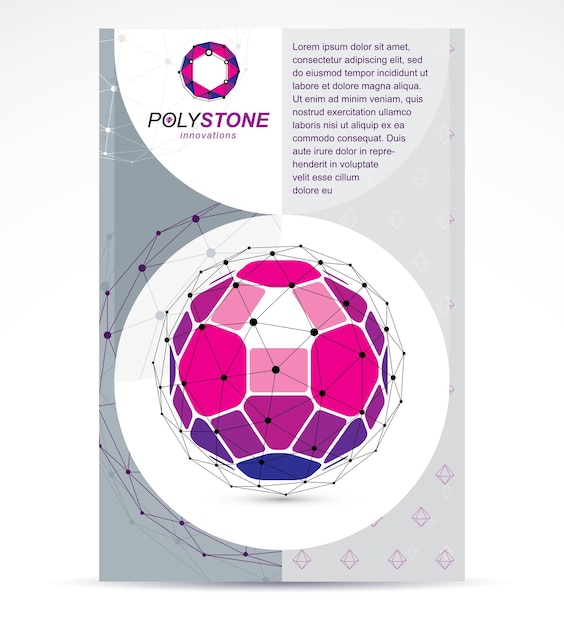 Web technologies company booklet cover design. 3d design, colorful abstract vector faceted shape.