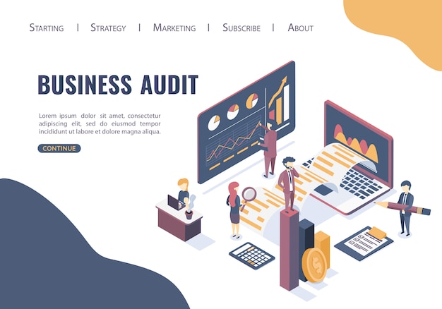 Web template with the concept of business auditing.