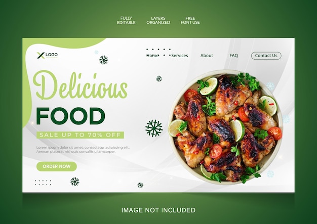 Vector web template with landing page for traditional asian food restaurant