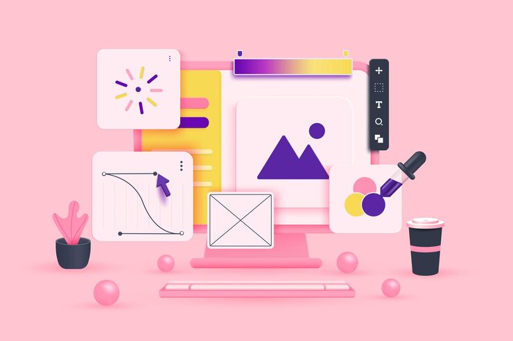 Vector web uiux design web development concept web design application design coding and web building on white background 3d vector illustration