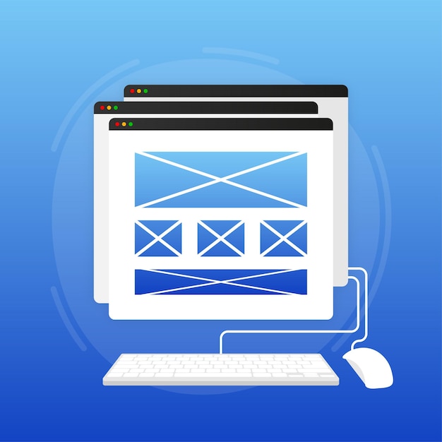 Web UIUX ontwerp webontwikkeling Digitale industrie Vectorillustratie