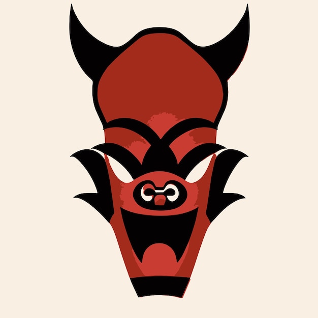 Web Vector illustration of Japanese ONI demon mask and dragon traditional japanese demon mask