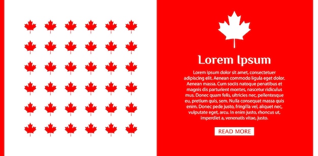 Webbanner voor canada day rode esdoornbladeren op een witte achtergrondsjabloon met plaats voor uw tekst