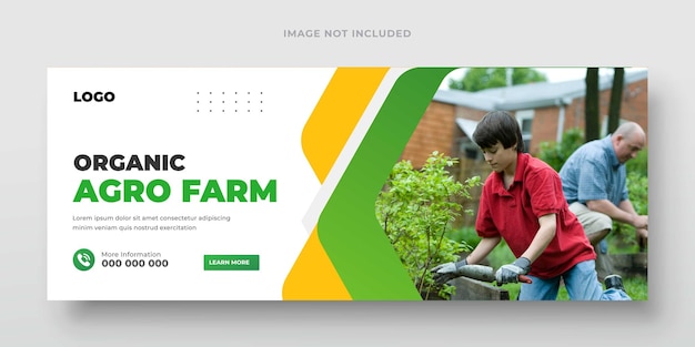 Webbanner voor landbouw- en landbouwdiensten of ontwerp van een sjabloon voor het tuinieren van grasvelden op sociale media