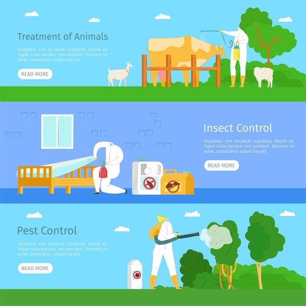 Webbannerset voor ongediertebestrijding en dierbehandeling
