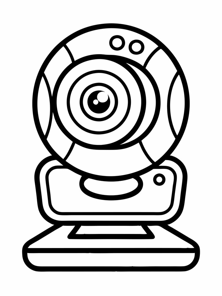 Vector webcam coloring book pages for children and adults with vector design