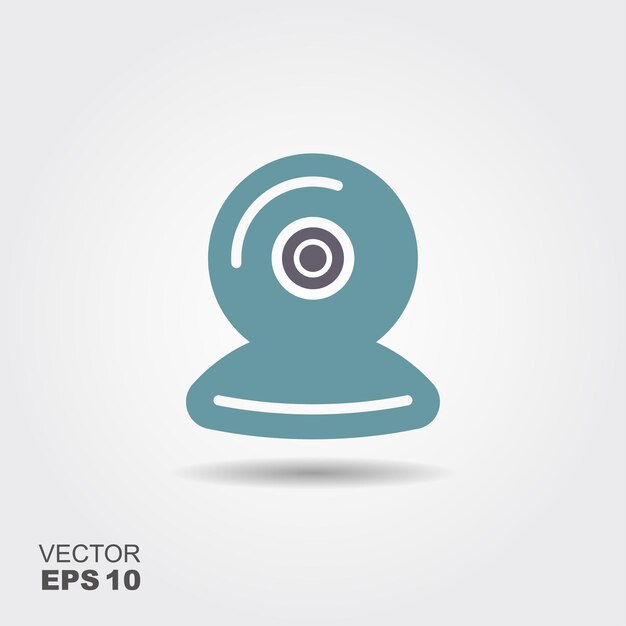 Webcam icon in flat style isolated on grey background