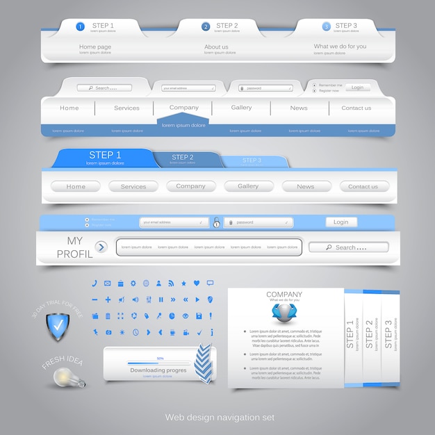 Vector webdesign navigatie set.