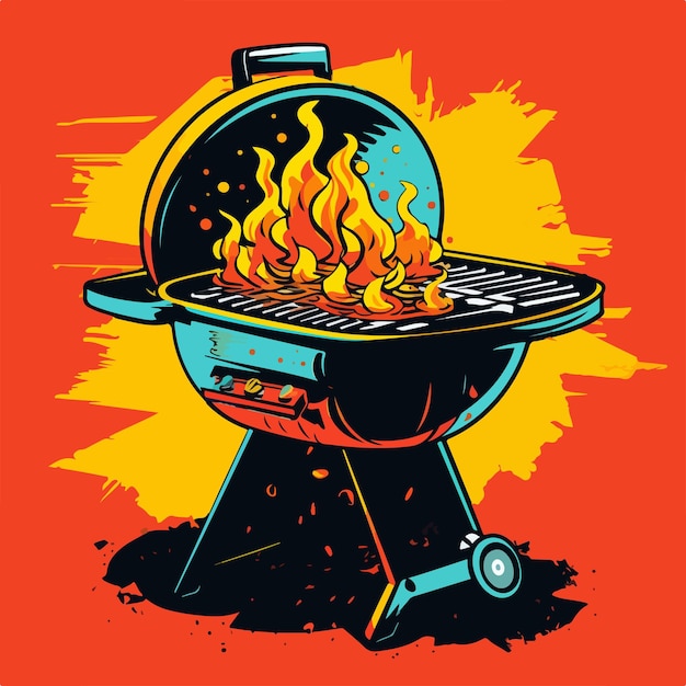 Vector weber grill with food on it