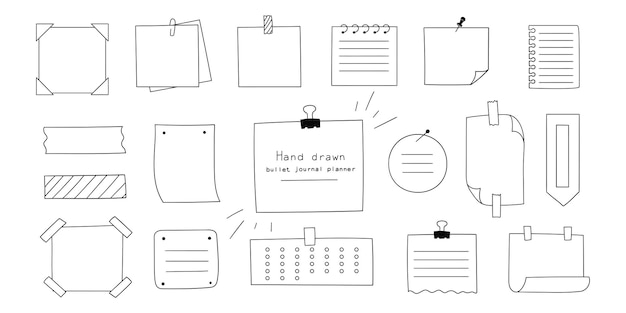 WebHand drawn sheets of note paper sticky note reminder todo list Bullet journal