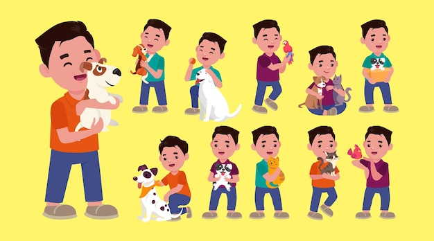 Vector webillustration of people with pets