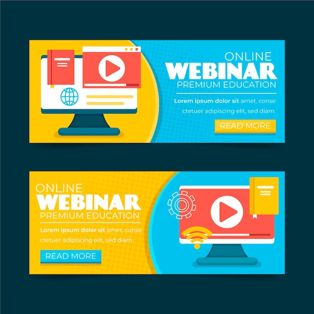 Vettore modello di invito banner webinar illustrato