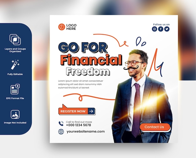 Vector webinar business finantcial freedom social media cover banner post template design