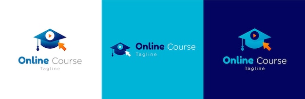 Webinar design del logo aziendale, moderno simbolo dell'istruzione online, identità del marchio del corso di studio digitale