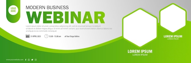 Business webinar con sfondo verde