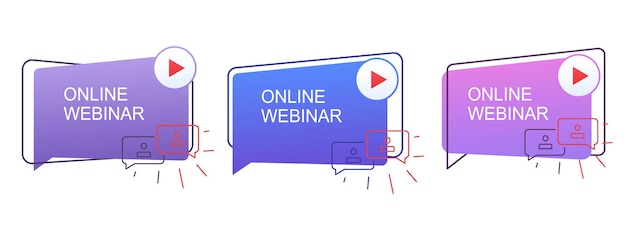 Vettore concetto di webinar, comunicazione a distanza online. icone webinar online dal vivo.