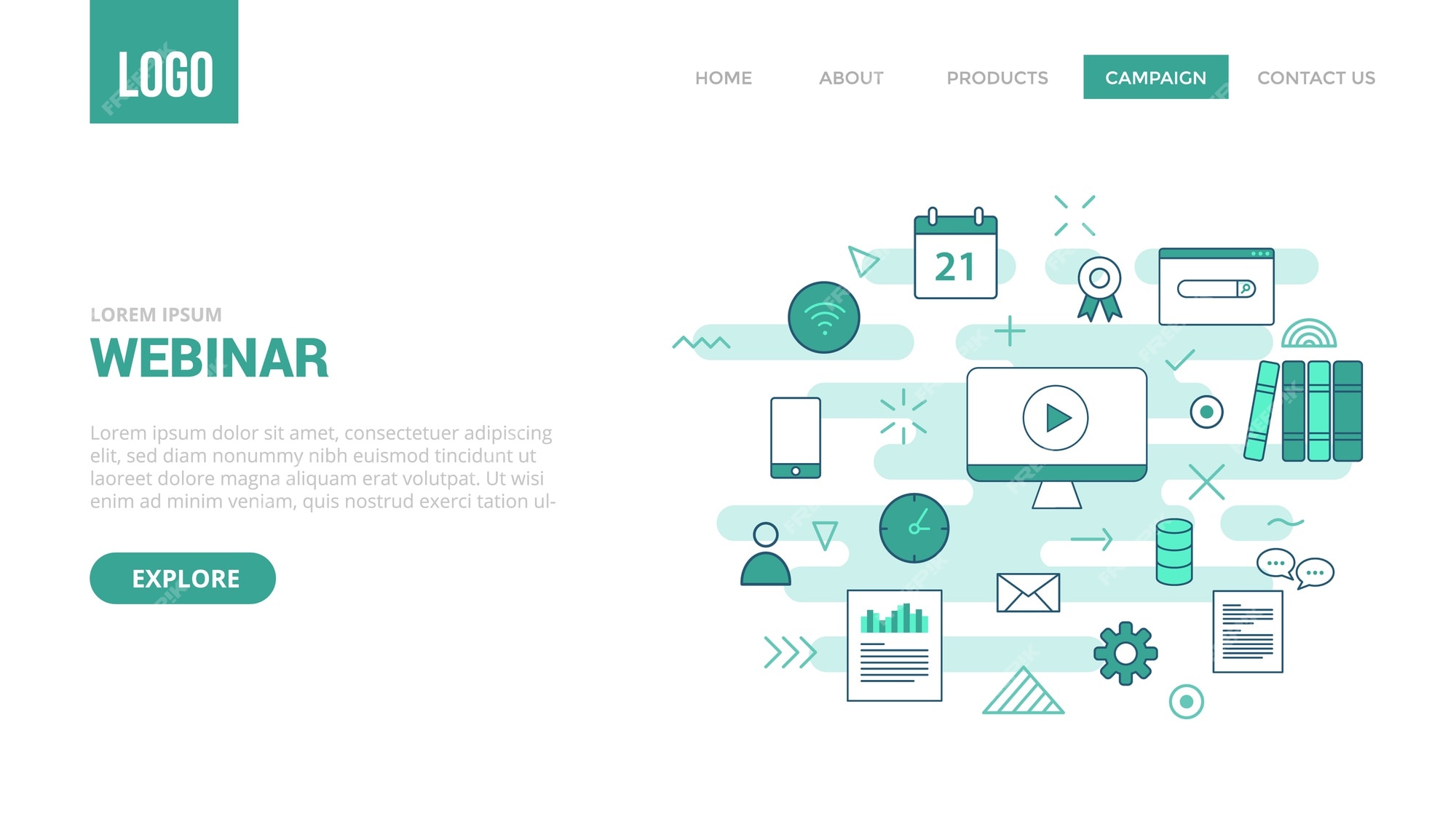 Premium Vector | Webinar concept for website template or landing page