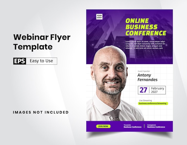 Vector webinar conference business flyer template