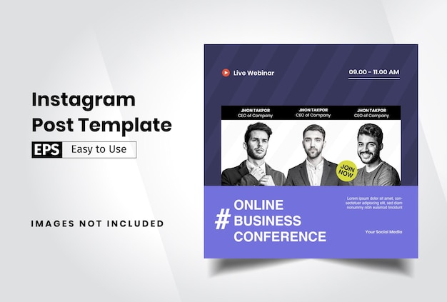 ベクトル インスタグラムフィードのwebinar conferenceビジネステンプレート