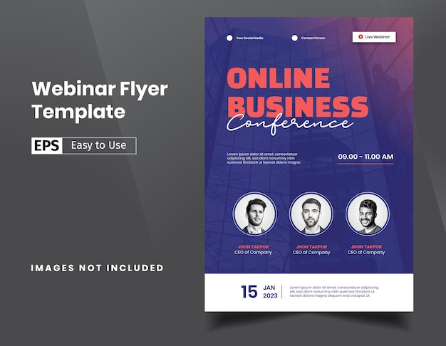 Vector webinar conference business template for instagram feedxa